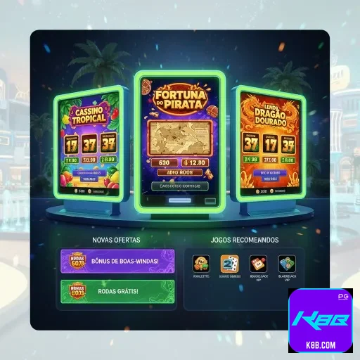 Tela da plataforma k8b.com com entrada rápida no celular