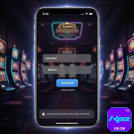Tela mobile da k8b.com com promoções e benefícios